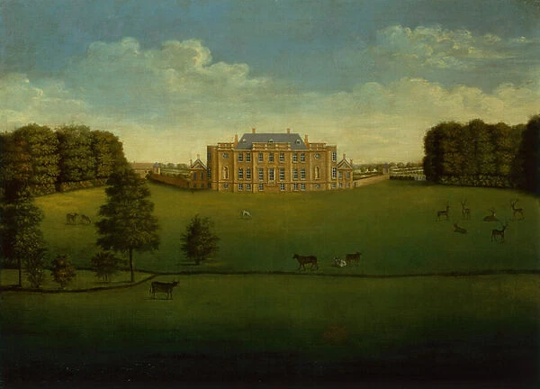 A Prospect of Gautby Hall, Lincolnshire from Across the Lake, 1760 (oil)