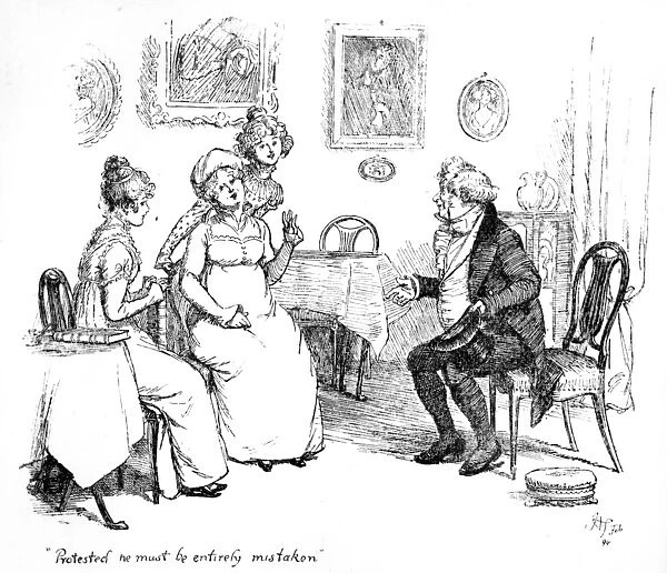 Protested he must be entirely mistaken, illustration to Pride & Prejudice