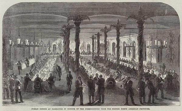 Public Dinner at Barbadoes in Honour of the Commissioners from the British North American Provinces (engraving)