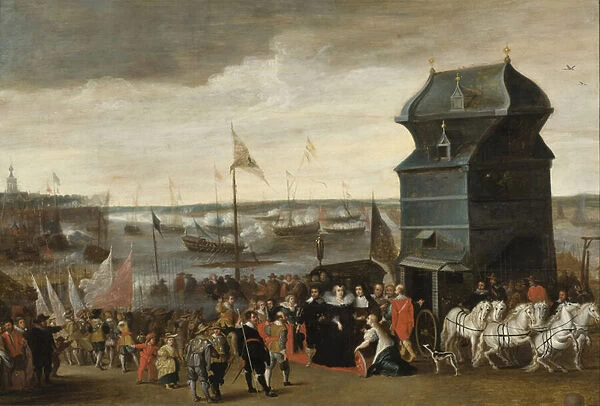 Queen Marie de Medici Disembarking in Antwerp, 1632 (oil on panel)