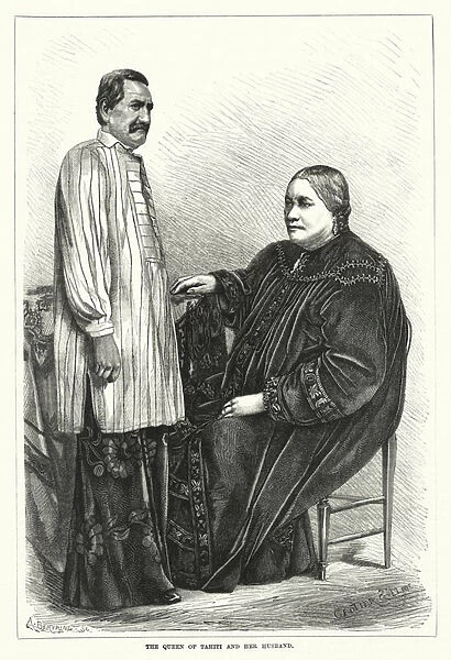 The Queen of Tahiti and her husband (engraving)