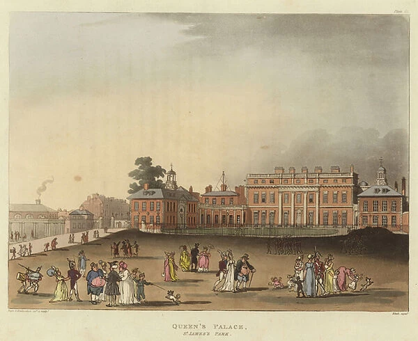 Queens Palace (coloured engraving)