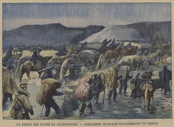 The rainy season in Manchuria, Russo-Japanese War (colour litho)