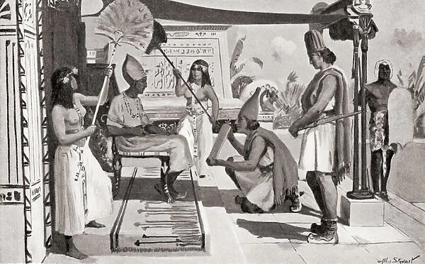 Ramesses II receiving a copy of his treaty with the Hittitesfrom Hutchinsons History of the Nations, pub. 1915