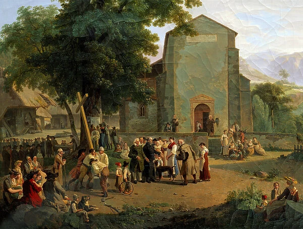 The reestablishment of worship after the Revolution. Swiss painting by Adam Topffer