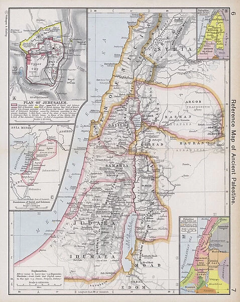 Reference Map of Ancient Palestine (colour litho)
