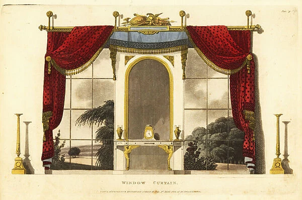 Regency era window curtains for a boudoir, 1800