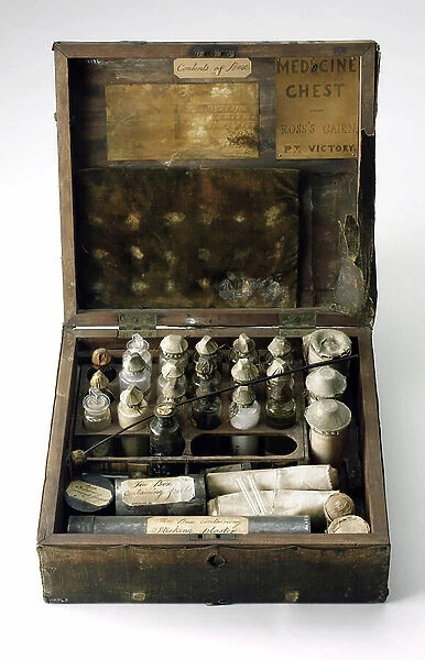 A relic from the last expedition (1845-1848) by John Franklin (1786-1847): a medicine chest, 1845 (mahogany chest)