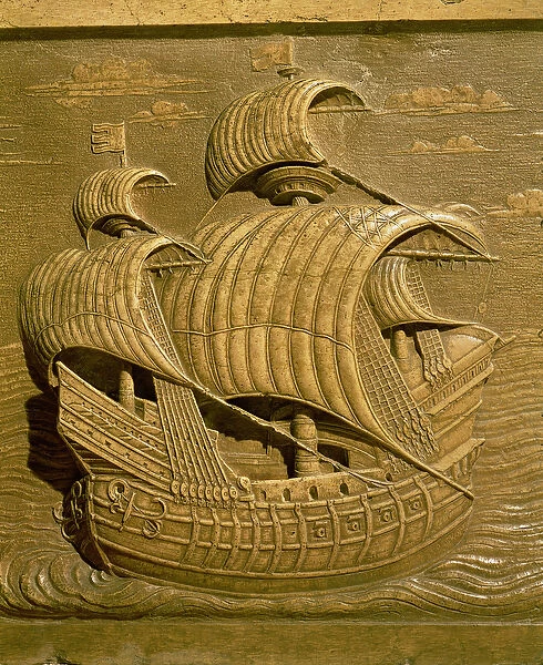 Relief depicting a Venetian galleon from the Tomb of Alessandro Contarini (d