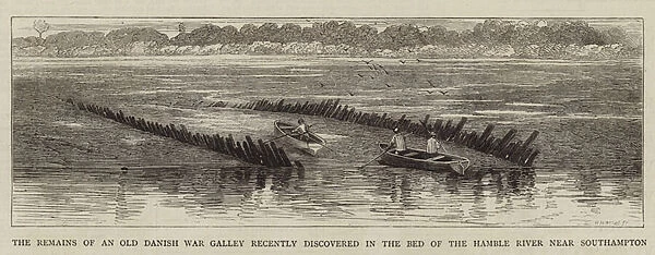 The Remains of an Old Danish War Gallery recently discovered in the Bed of the Hamble River near Southampton (engraving)
