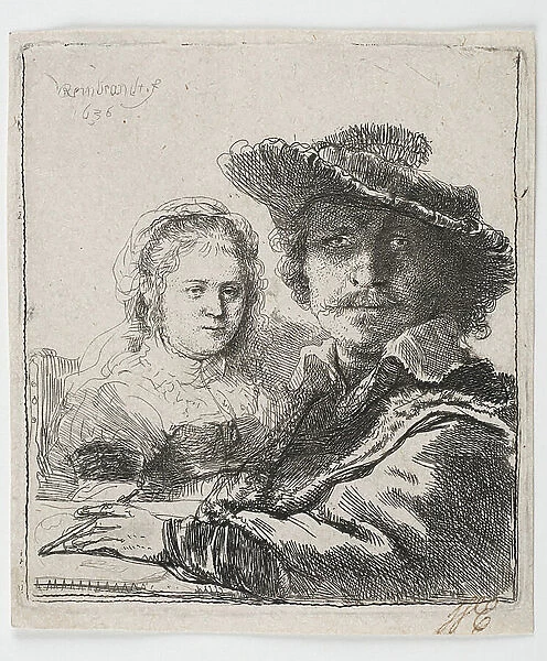 Rembrandt and Saskia, 1636 (Etching)