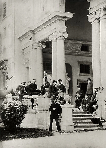 Residents of Villa Medici in Rome, photo sent and dedicated by Claude Debussy (1862-1918)