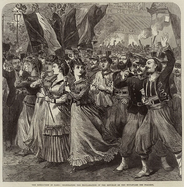 The Revolution in Paris, celebrating the Proclamation of the Republic on the Boulevard des Italiens (engraving)