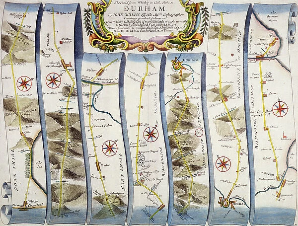 Road from Whitby to Durham, from John Ogilbys Britannia, published London