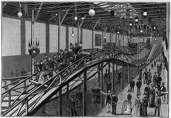 The roller coaster of the Boulevard des Capucines in Paris in 1888