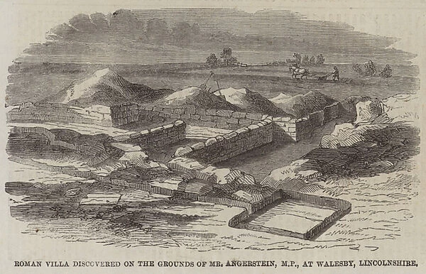 Roman Villa discovered on the Grounds of Mr Angerstein, MP, at Walesby, Lincolnshire (engraving)