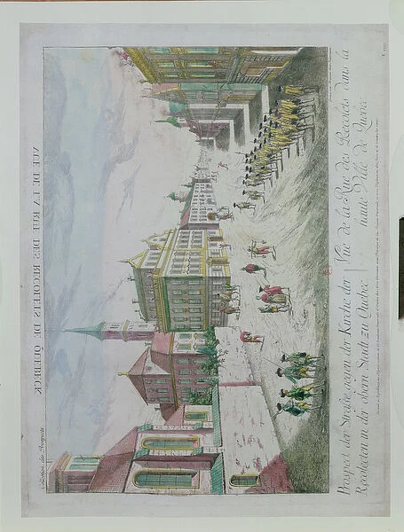 Rue des Recolets, Quebec, from Collection des Prospects (coloured engraving)