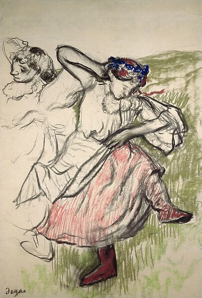 Russian Dancers, c. 1899 (charcoal & pastel on tracing paper)