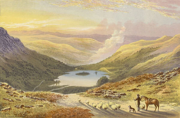 Rydal Water, from Loughrigg Terrace (colour litho)