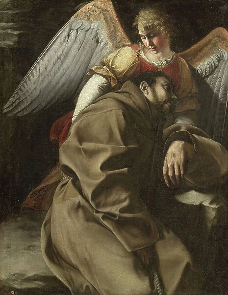 Saint Francis supported by an angel, c.1607 (oil on canvas)