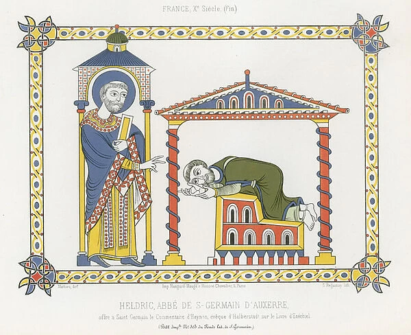 Saint Germain and Heldric at the Abbey of Saint-Germain d Auxerre (chromolitho)