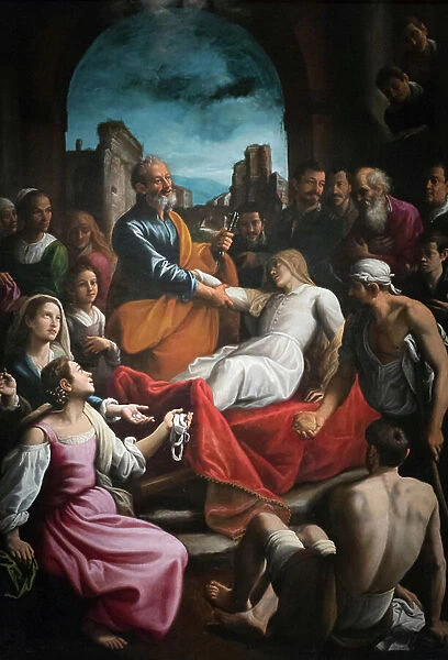 Saint Peter resurrects Tabitha, (oil on canvas)