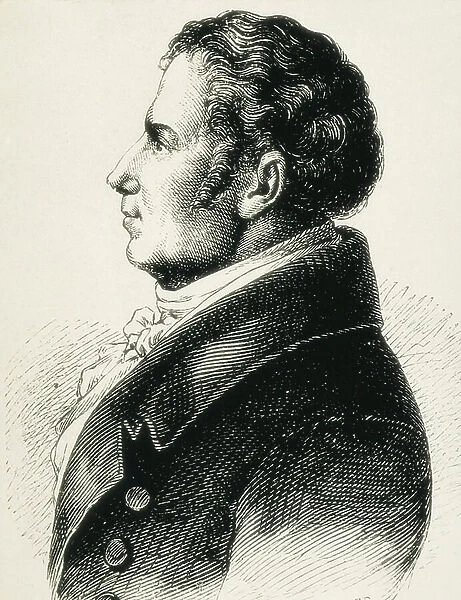 SCHLEGEL, August Wilhelm von (1767-1845). German theorist of the Romanticism. Etching