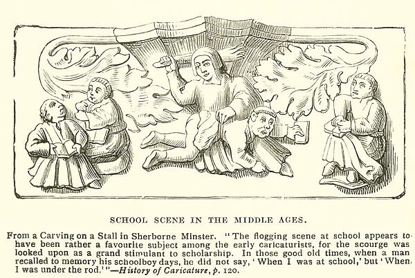 School scene in the Middle Ages (engraving)