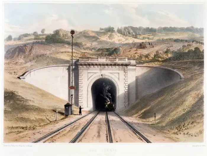 Framed Print : Print of Brunel's box tunnel entrance near Bath Framed Print : Print of Brunel's box tunnel entrance near Bath