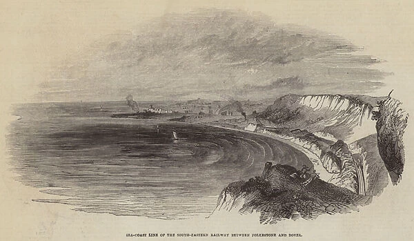 Sea-Coast Line of the South-Eastern Railway between Folkestone and Dover (engraving)