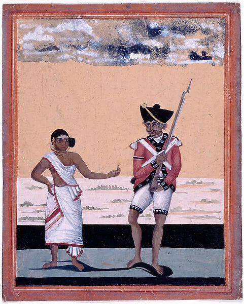 Sepoy of Madras Native Infantry and his wife, 1810 circa (w  /  c)