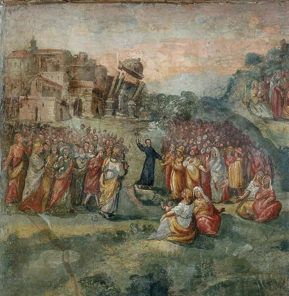 Sermon of Saint Hippolytus, detail of the painting of the Martyrdom of Saint Hippolytus and his Companions (fresco)