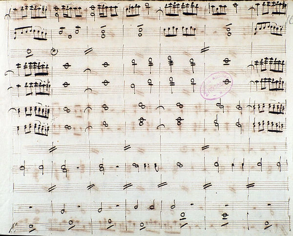 Sheet music page for the first violin in the opening of Mithridate, King of the Pont