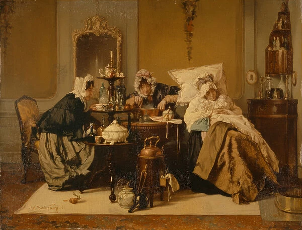 The Sick Woman, 1866 (oil on wood)