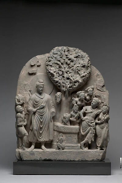 Siddhartha at the Bodhi Tree, 100-200 AD (stone)