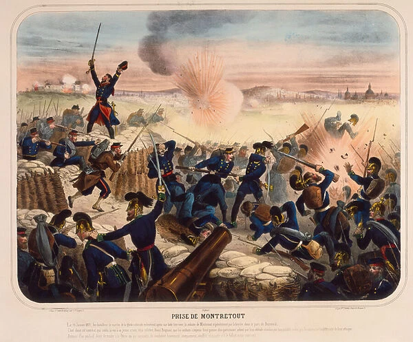 The Siege of Montretout, 19th January 1871 (coloured engraving)