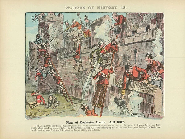 Siege of Rochester Castle. A. D. 1087 (colour litho)