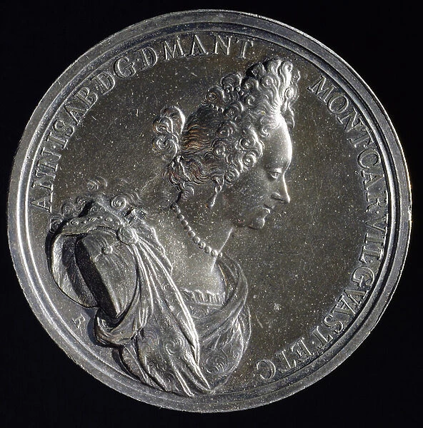 Silver medal with portrait of Anne Isabella (1655-1703) wife of Charles III Ferdinand of Mantua. 17th century (silver)
