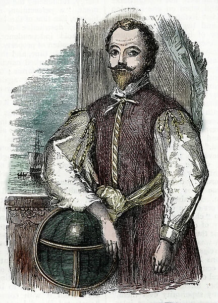 Sir Francis Drake, (1540-1596) English navigator, 19th century (engraving)