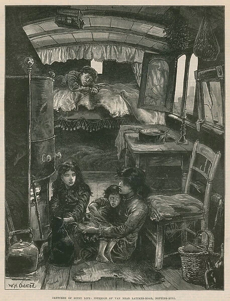 Sketches of Gipsy Life; Interior of Van near Latimer Road, Notting Hill (engraving)