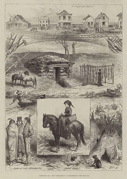 Sketches of a New Settlement in Minnesota (engraving)