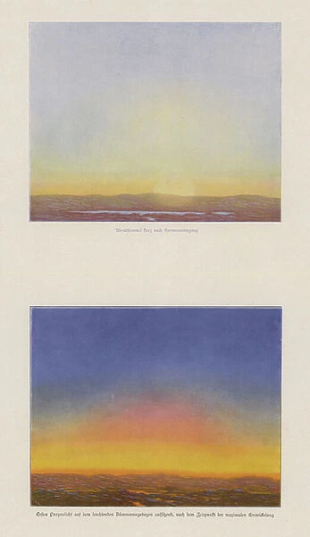 The sky just after sunrise and sunset (colour litho)
