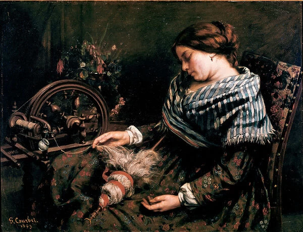 The Sleeping Spinner Painting by Gustave Courbet (1819-1877) 1853 Dim