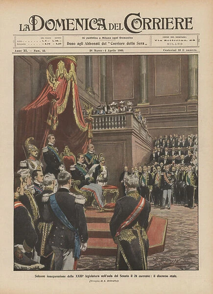 Solemn inauguration of the XXIIIth Legislature in the Senate Hall on the 24th current, the Royal Speech (Colour Litho)