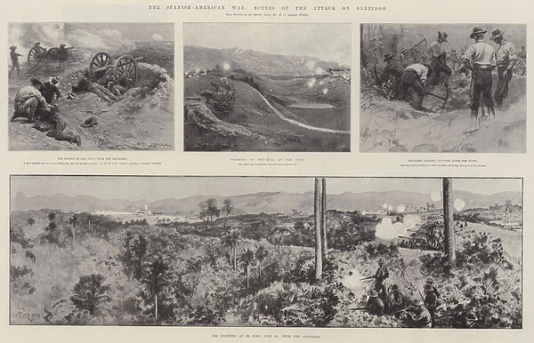The Spanish-American War, Scenes of the Attack on Santiago (litho)