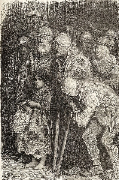 Spanish Beggars from Burgos, Spain in the 19th century, 1878 (wood engraving)