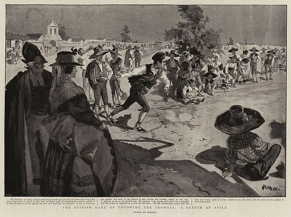 The Spanish Game of throwing the Crowbar, a Sketch at Avila (litho)
