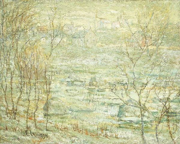 Spring Landscape, Harlem River, (oil on canvas)