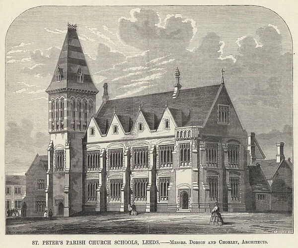 St Peters Parish Church Schools, Leeds (engraving)