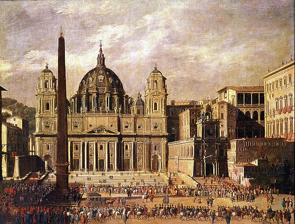 St. Peter's Square in Rome in the 17th century - Painting by Viviano Codazzi (1604-1670) - Madrid, Prado Museum